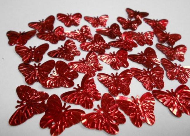Пайетки фигурные металлик "бабочка" 22*19мм (10гр) цвет:726-красный
