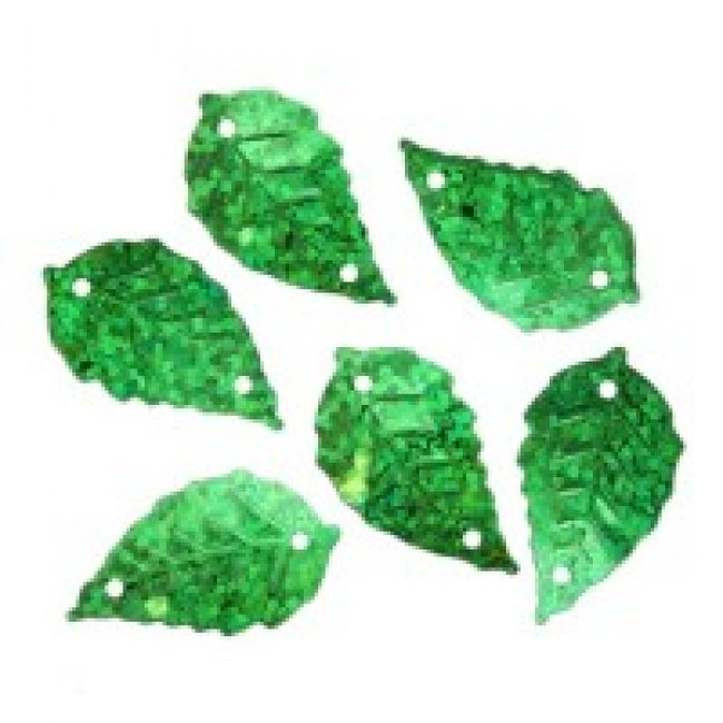 Пайетки лазерные фигурные "лист" 16*9мм (10гр) цвет:50104-зеленый