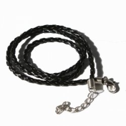 Шнурок для бижутерии плетеный кожзам d 3мм (10шт) цвет:075-черный
