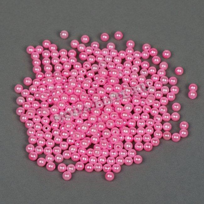 Бусины пластик "жемчуг" d  3мм (20гр) цвет:513-розовый