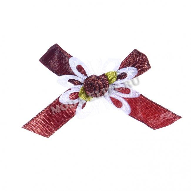 Цветок пришивной №37(2015) "бантик с розочкой" 5см (100шт) цвет:331-коричневый