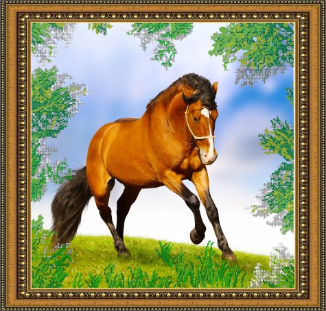 «Светлица» набор для вышивания бисером №125 «Лошадь» бисер Китай 45,1*43,2см (1шт) цвет:125