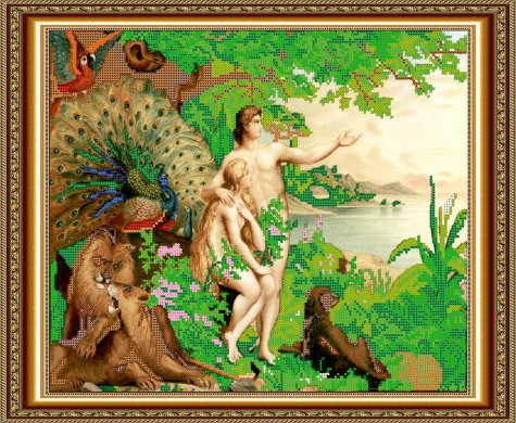 «Светлица» рисунок на ткани для вышивания бисером К-139 «Адам и Ева» 35,6*29,1см (1шт) цвет:К-139