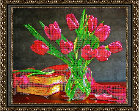 «Светлица» рисунок на ткани для вышивания бисером К-245 «Букет тюльпанов» 48,2*39см (1шт) цвет:К-245