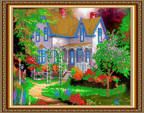 «Светлица» рисунок на ткани для вышивания бисером К-283 «Лесной домик» 30*24см (1шт) цвет:К-283
