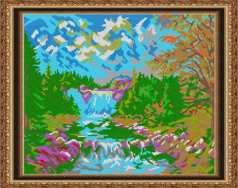 «Светлица» рисунок на ткани для вышивания бисером К-261П «Пейзаж с водопадом» 38*30см (1шт) цвет:К-261П