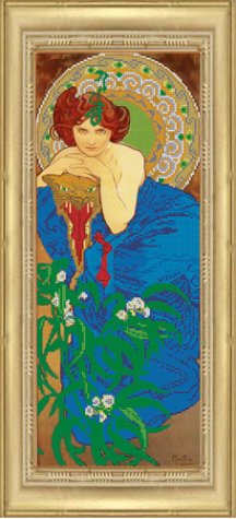 «Светлица» рисунок на ткани для вышивания бисером К-397 «Девушка - изумруд» 19*47,8см (1шт) цвет:К-397