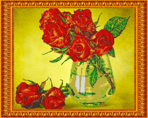 «Светлица» набор для вышивания бисером №394 «Алые розы» бисер Китай 48*38см (1шт) цвет:394