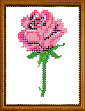 «Диамант» набор со стразами ДВ-006 «Розовая роза» 10*13см (1шт) цвет:ДВ-006