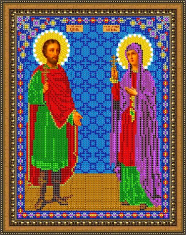 «Светлица» набор для вышивания бисером 8447 «Св.Адриан и Наталия» бисер Чехия 19*24см (1шт) цвет:8447
