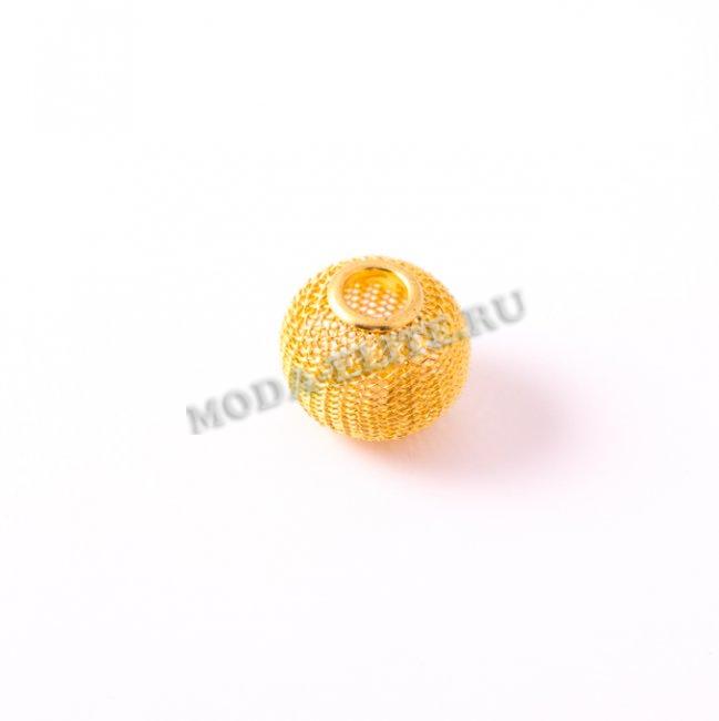 Бусина "Pandora style" металл плетеная 25*20мм (3шт) цвет:золото