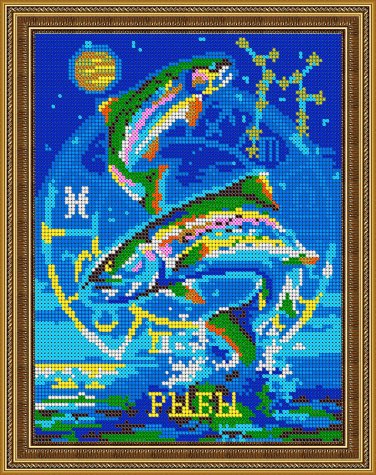 «Светлица» рисунок на ткани для вышивания бисером К-481П «Рыбы 19.02 - 20.03» 19*24см (1шт) цвет:К-481П