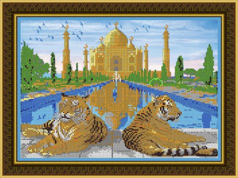 Картина из страз «Два тигра»  (1шт) цвет:ДК-436