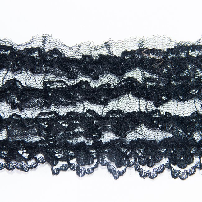 Тесьма декоративная R01 на шифоне 5см (5ярд) цвет:075-черный