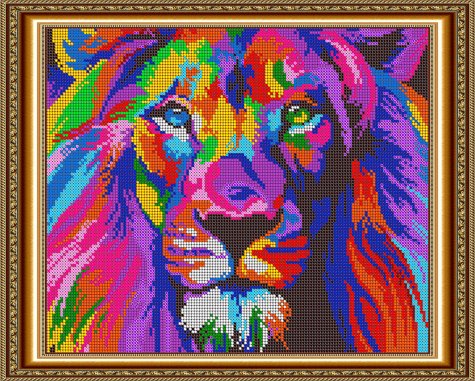 «Светлица» набор для вышивания бисером №523П «Радужный лев» бисер Чехия 30*24см (1шт) цвет:523П