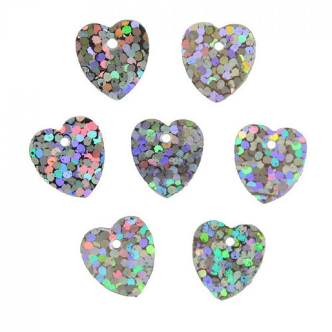 Пайетки лазерные фигурные "сердце" 15*16мм (500гр) цвет:724LS-серебро