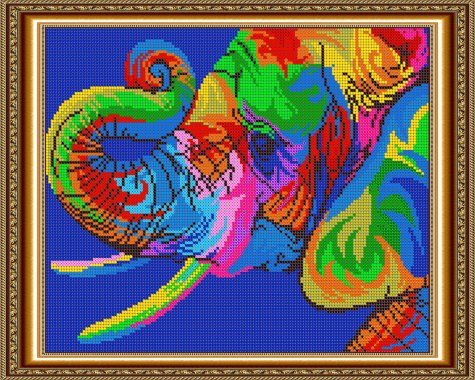 «Диамант» схема с клеевым покрытием для алмазной вышивки ДК-534П «Радужный слон» 30*38см (1шт) цвет:ДК-534П