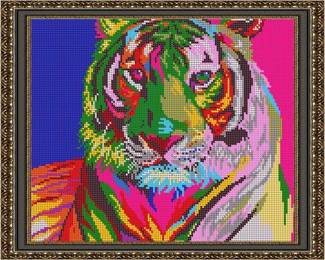 Картина из страз «Радужный тигр»  (1шт) цвет:ДК-524