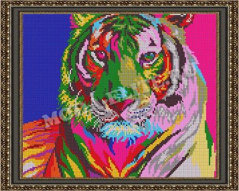 Картина из страз «Радужный тигр»  (1шт) цвет:ДК-524