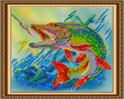 «Светлица» набор для вышивания бисером №557 «Рыба на крючке» бисер Чехия 30*24см (1шт) цвет:557