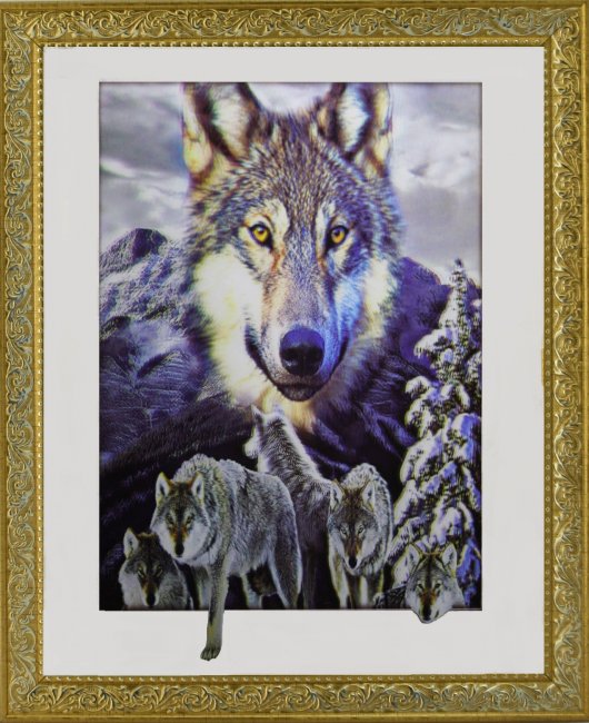 Картина 5D «Волки» 38*38см (1шт) цвет:12550
