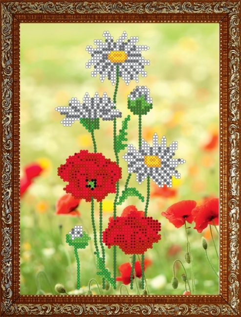 «Диамант» набор со стразами ДД-043 «Полевые цветы» 16,4*22,8см (1шт) цвет:ДД-043