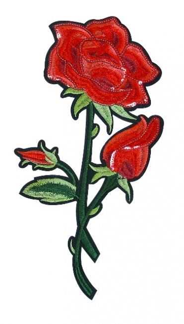 Термоаппликация вышитая № Р018 "Роза" 26*12,5см (1шт) цвет:1-красный/зеленый