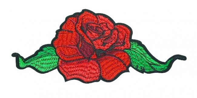 Термоаппликация вышитая № Р073 "Роза" 22,5*10,5см (10шт) цвет:1-красный/зеленый