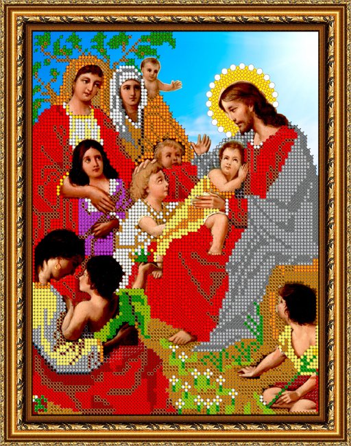 «Светлица» набор для вышивания бисером 7437 «Беседа Иисуса с детьми» бисер Китай 19*24см (1шт) цвет:7437