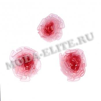 Цветок пришивной №22-1 двухцветный из органзы 3см (10шт) цвет:5-св.розовый/красный