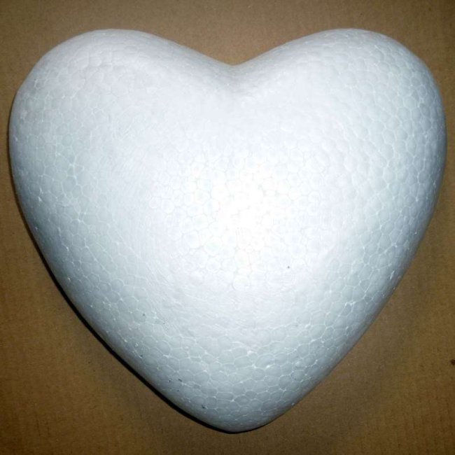 Заготовки для декорирования "Сердце" из пенопласта 15см (1шт) цвет:белый