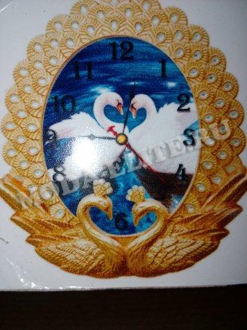 Часы-мозаика №13373 (с часовым механизмом) Лебеди