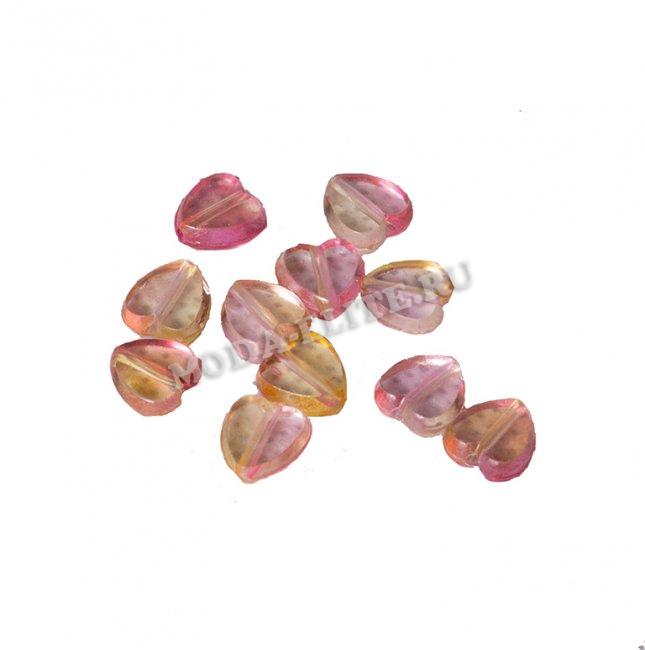 Бусины пластик SA051 "Сердечко" 9*9мм (50шт) цвет:L01-розовый/желтый