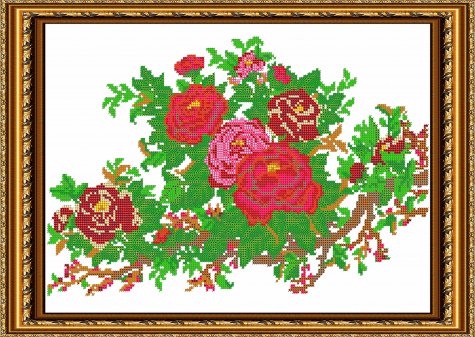 «Светлица» рисунок на ткани для вышивания бисером К-016 «Цветы» 37,8*26,9см (1шт) цвет:К-016