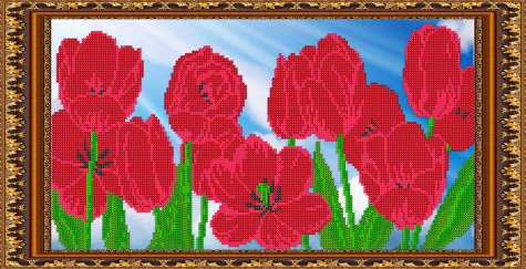 «Светлица» рисунок на ткани для вышивания бисером К-018 «Тюльпаны» 38,2*19,7см (1шт) цвет:К-018
