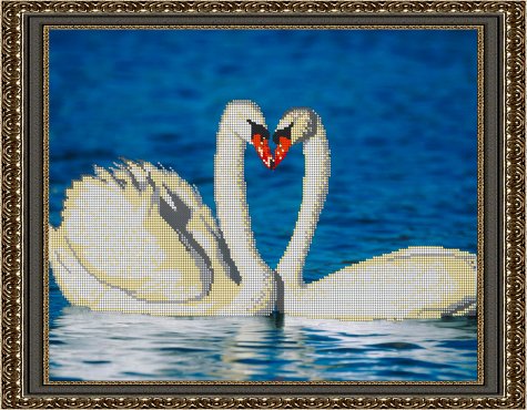 «Светлица» рисунок на ткани для вышивания бисером К-015 «Лебеди» 38*30см (1шт) цвет:К-015