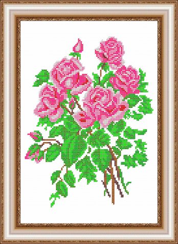 «Светлица» рисунок на ткани для вышивания бисером К-040 «Букет роз» 21,8*29,8см (1шт) цвет:К-040