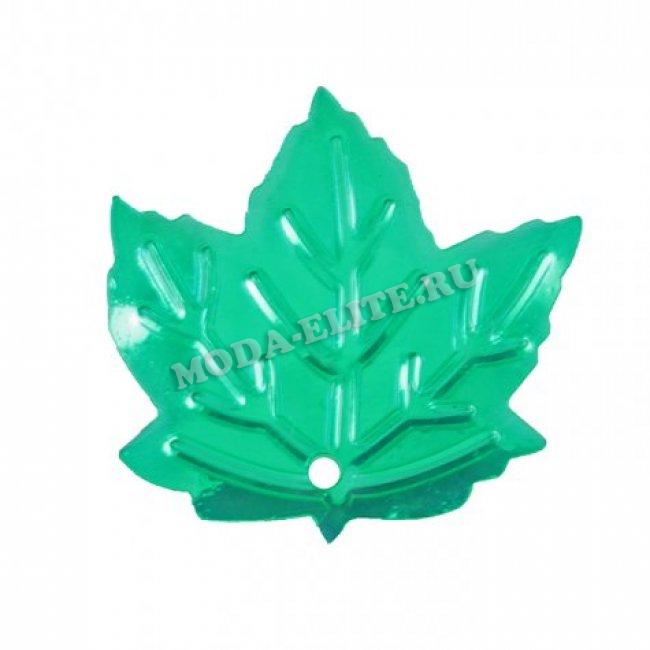 Пайетки фигурные прозрачный перламутр "кленовый лист" 22*21мм (500гр) цвет:L113-зеленый