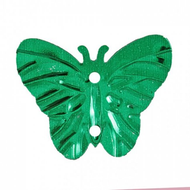 Пайетки фигурные металлик "бабочка" 22*19мм (500гр) цвет:736A-зеленый