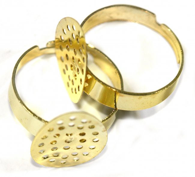 Основа для колец FS4755 регулируемая min 17мм с ситечком (100шт) цвет:золото