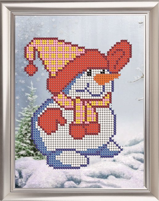Набор для вышивания бисером Д-033 "Снеговик" 12*16см (1шт) цвет:Д-033
