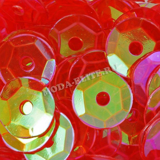 Пайетки прозрачный перламутр "круг" d 6,5мм (50гр) цвет:419-красный