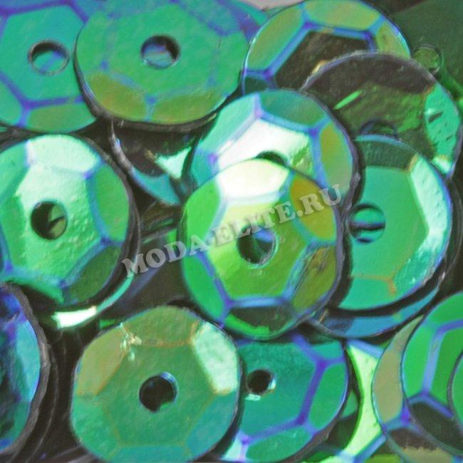 Пайетки перламутр "круг" d 6,5мм (10гр) цвет:28-зеленый
