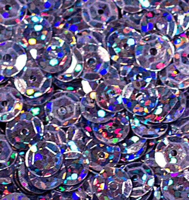 Пайетки лазерные "круг" d 6,5мм (10гр) цвет:104-св.фиолетовый
