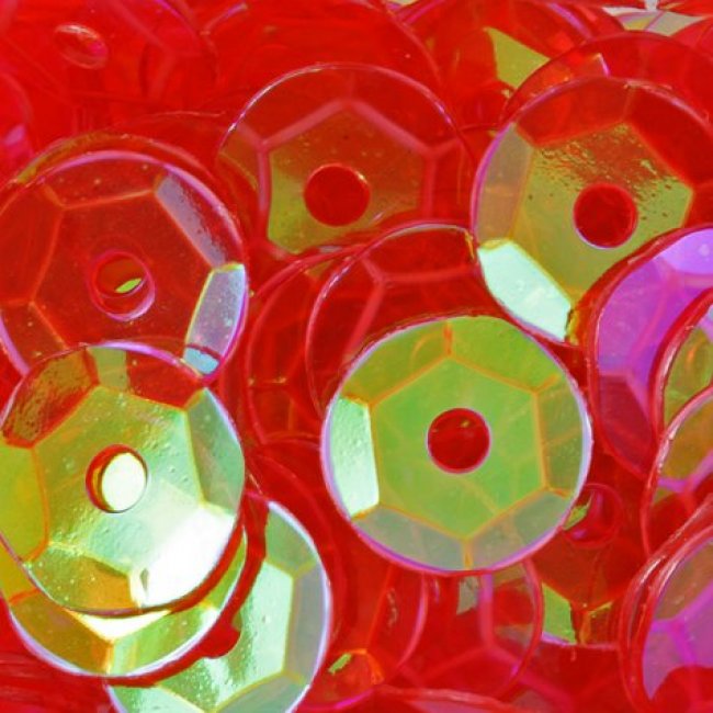 Пайетки прозрачный перламутр "круг" d 6,5мм (500гр) цвет:419-красный