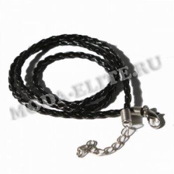 Шнурок для бижутерии плетеный кожзам d 4мм (100шт) цвет:075-черный