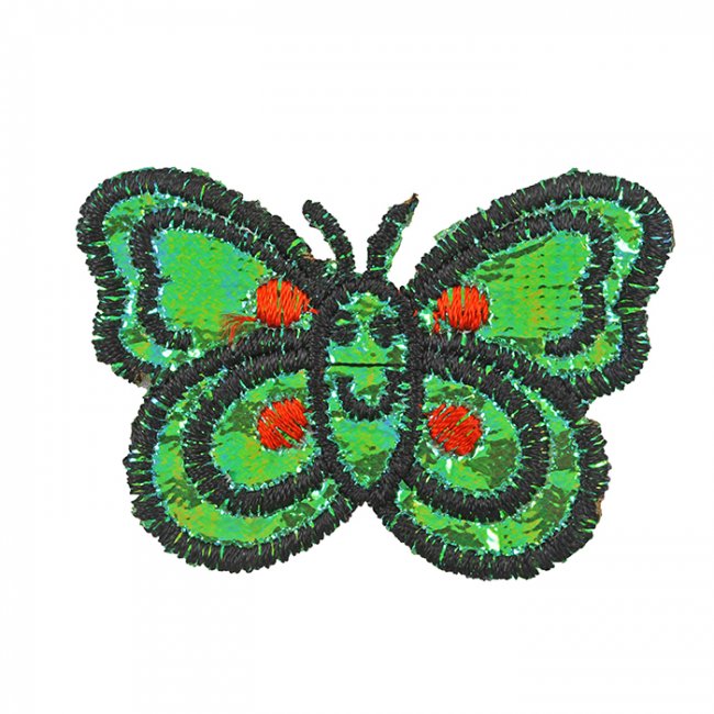 Термоаппликация вышитая FS6640 "Бабочка" гологр. 5,8*3,8см (10шт) цвет:1-зеленый