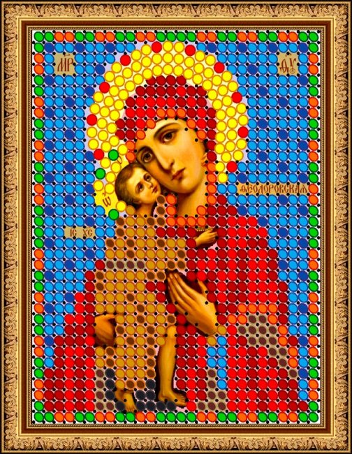 «Светлица» рисунок на ткани для вышивания бисером 403Л «Прсв. Богородица Феодоровская» 6*7,5см (5шт) цвет:403Л