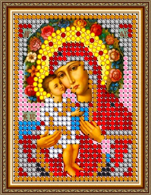 «Светлица» рисунок на ткани для вышивания бисером 375Л «Прсв. Богородица Жировицкая» 6*7,5см (5шт) цвет:375Л