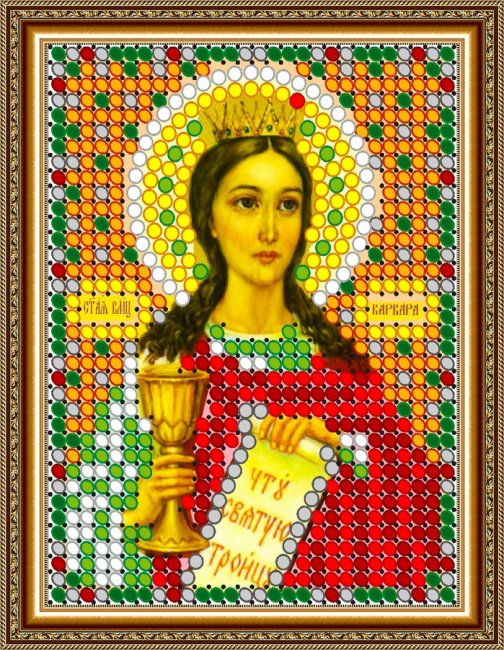 «Светлица» рисунок на ткани для вышивания бисером 734Л «Св. Великомученица Варвара» 6*7,5см (5шт) цвет:734Л